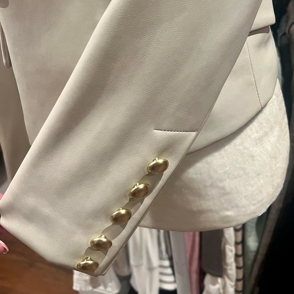 7 For All Mankind: Leather Cream Blazer - Picture 3 of 3